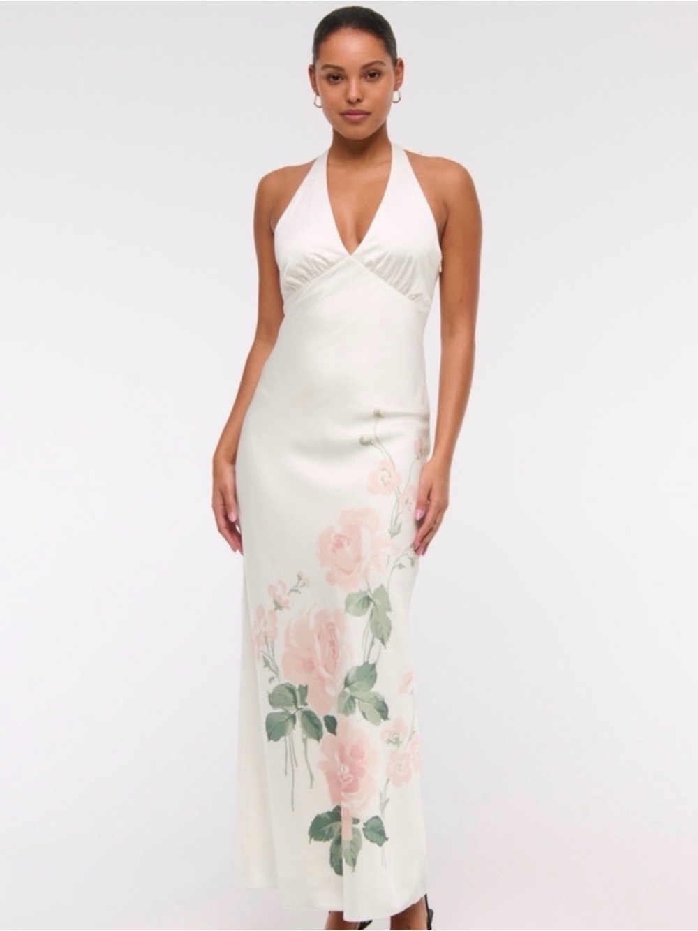 Abercrombie & Fitch The Julia Slip Dress White Floral Halter